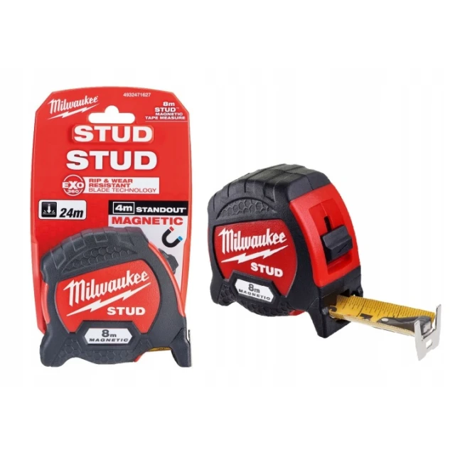 Рулетка Milwaukee STUD2 8 м х 33 мм магніт (4932471627)