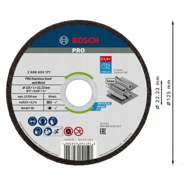Диск для металу Bosch 125x1,0 INOX PRO 100 шт (2608626113)
