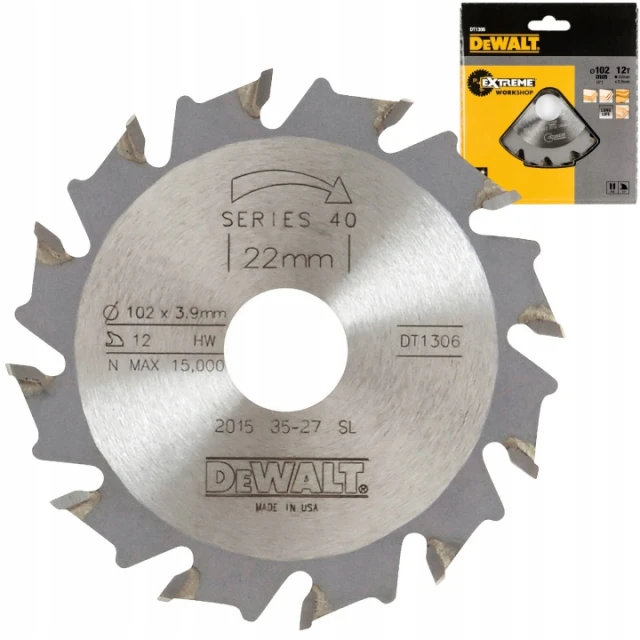 Фреза для шипів ламелло DeWALT 102x22x3,9 мм 12 зубів (DT1306)