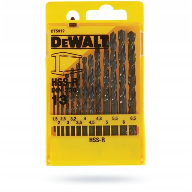 Набір свердел по металу DeWALT 1,5-6,5 мм 13 шт HSS-R (DT5912)