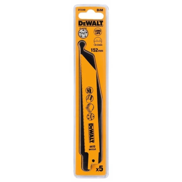 Полотно для лобзика DeWALT 152 мм 1,8-2,5 мм набор 5 шт (DT2348)