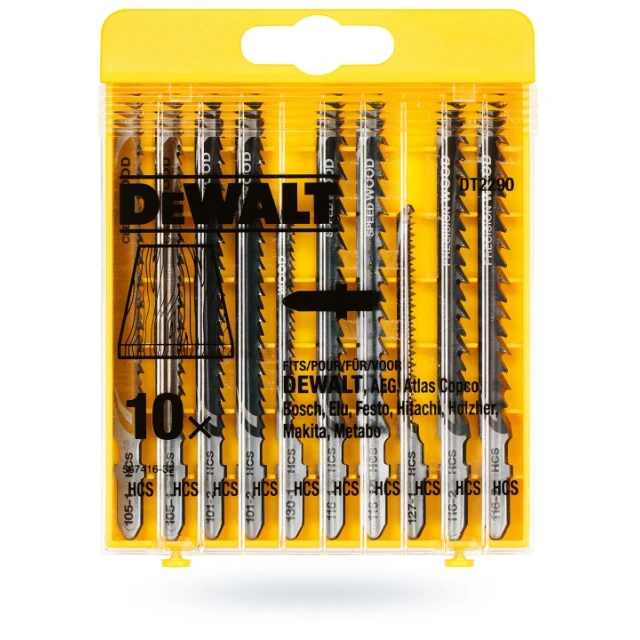 Полотно для лобзика комплект DeWALT 10 шт дерево (DT2290)