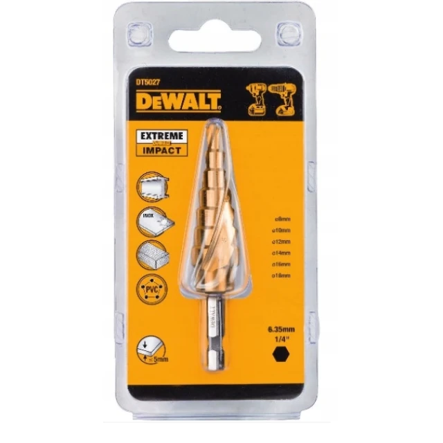 Свердло ступінчасте для металу DeWALT 6-18 мм шестигранне (DT5027)