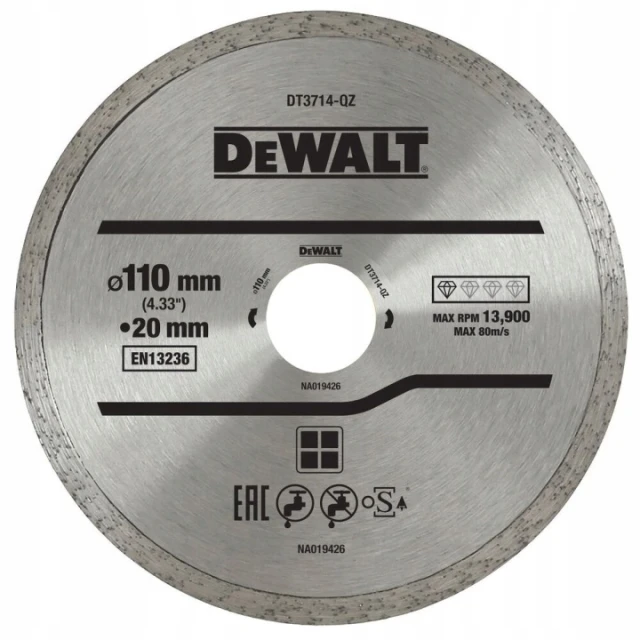 Диск алмазный сплошной DeWALT 110 мм 1,6x5 мм (DT3714)