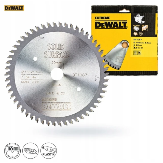 Диск пиляючий DeWALT 165x54z x20 з видіями EXTREME (DT1087)