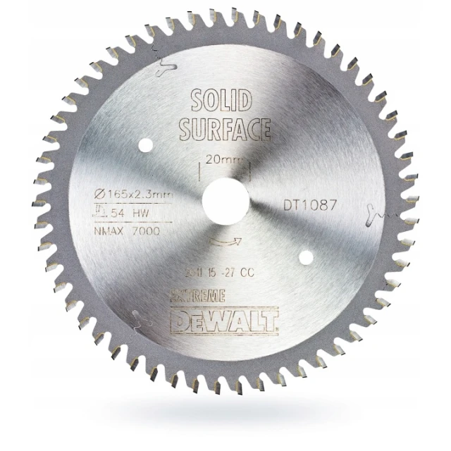 Диск пиляючий DeWALT 165x54z x20 з видіями EXTREME (DT1087)