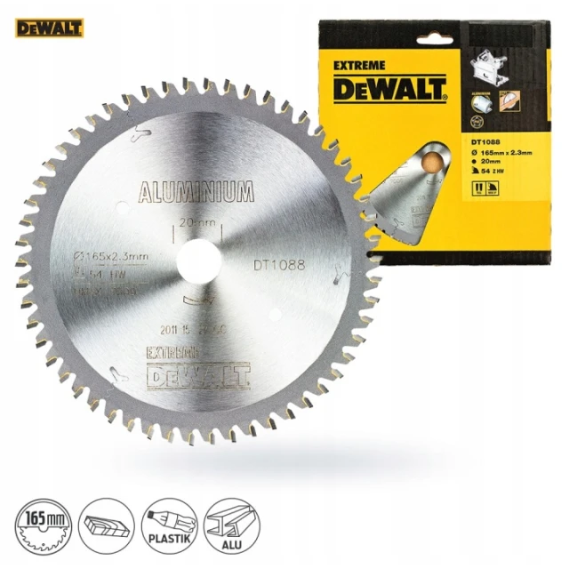 Диск пиляючий DeWALT 165x54z x20 для алюмінію EXTREME (DT1088)