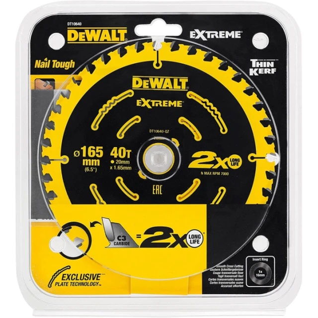 Диск пильний DeWALT 165x40z x20 з вольфрамом ELITE (DT10640-QZ)