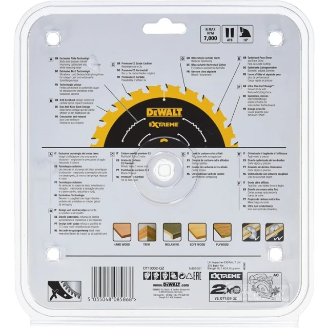 Диск пиляльний DeWALT 184x24z x16 Elite з вольфрамовим напиленням (DT10302-QZ)