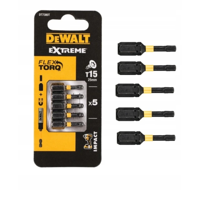 Біта ударна DeWALT T15 x 25 мм 5 шт Impact Torsion (DT7380T)