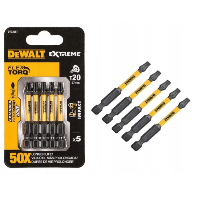 Бита ударная DeWALT T20 x 50 мм 5 шт Impact Torsion (DT7395T)