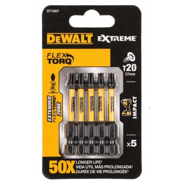 Бита ударная DeWALT T20 x 50 мм 5 шт Impact Torsion (DT7395T)