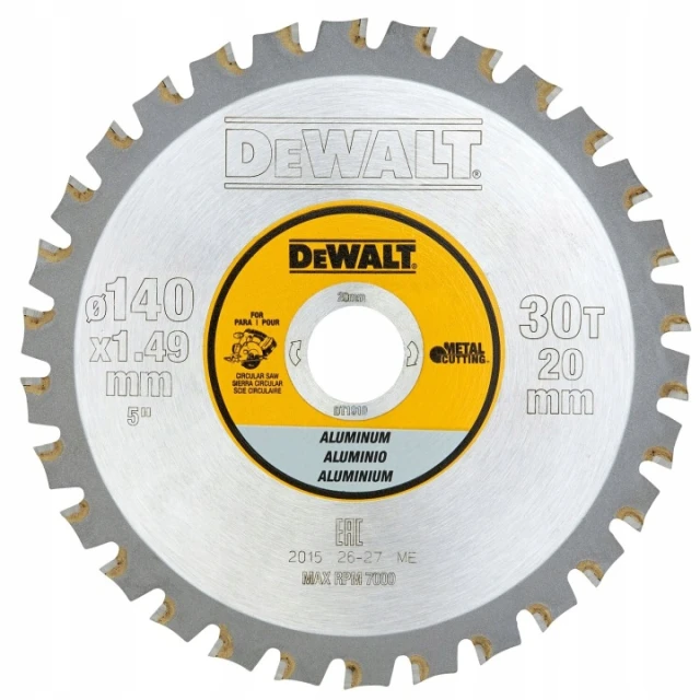 Диск для алюмінію DeWALT 140x30T Ø 20 мм (DT1910)