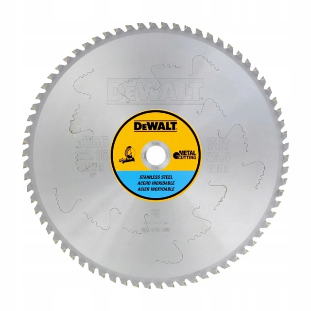 Диск для нержавіючої сталі DeWALT 355x70T 25,4 мм (DT1921)