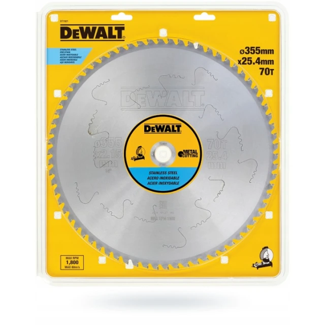 Диск для нержавіючої сталі DeWALT 355x70T 25,4 мм (DT1921)