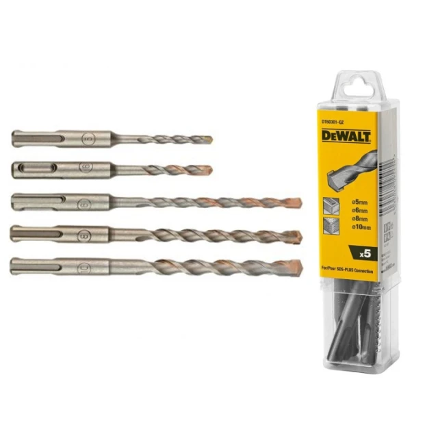 Свердло для бетону SDS+ DeWALT 5/6x110 мм 6/8/10x160 мм 5 шт (DT60301)