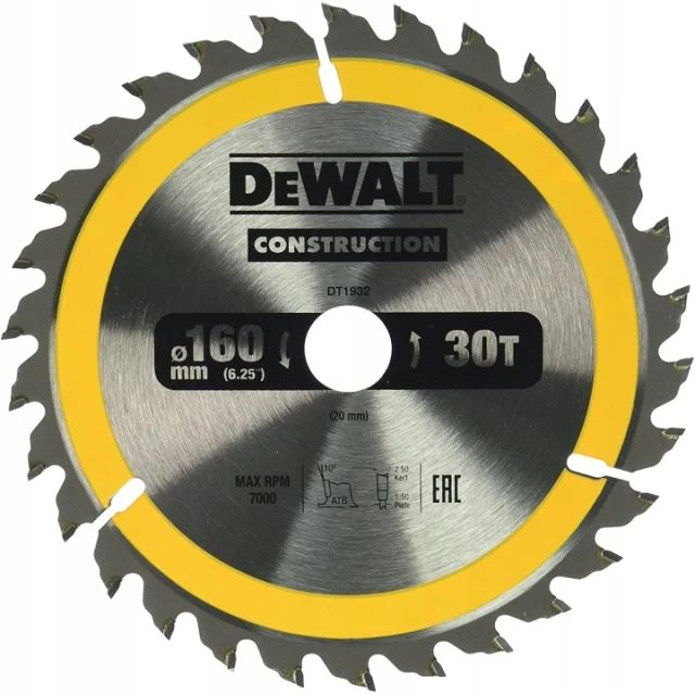 Диск пиляльний DeWALT 160x20 мм 30 зубів (DT1932)