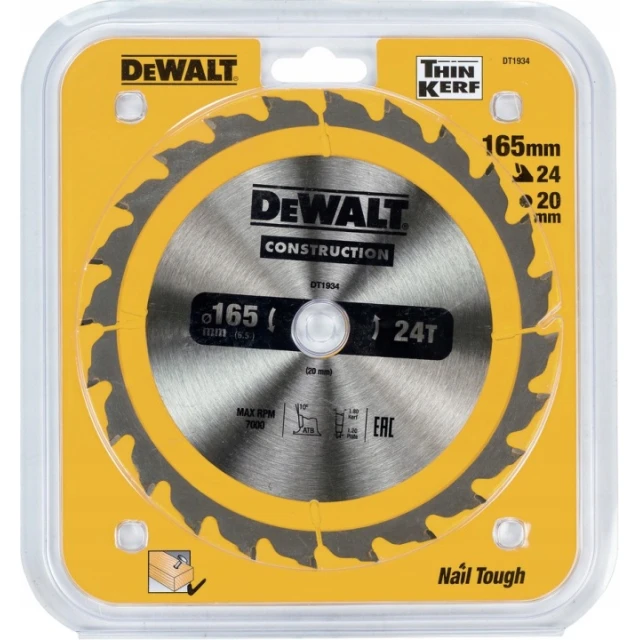 Диск пильный DeWALT 165x24z x20 мм (DT1934)