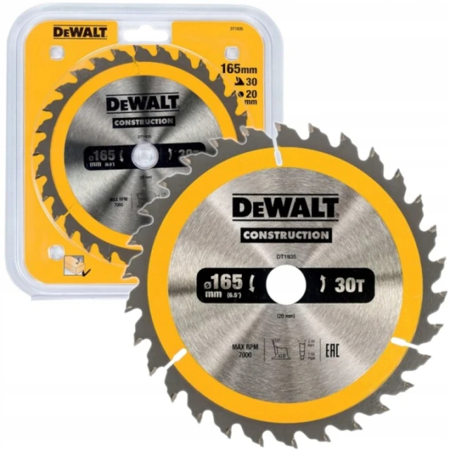 Диск пильний DeWALT 165x30z x20 з вольфрамом (DT1935)