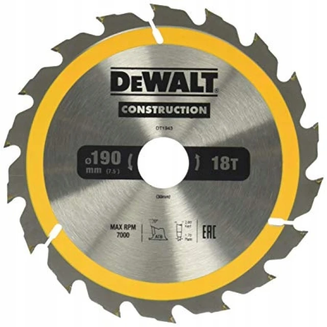 Диск пильний DeWALT 190x24z x30 з твердосплавними зубцями (DT1944)