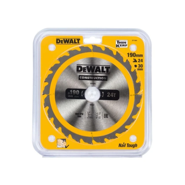 Диск пильний DeWALT 190x24z x30 з твердосплавними зубцями (DT1944)