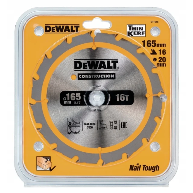 Диск пиляльний DeWALT 165x16z x20 мм (DT1948)