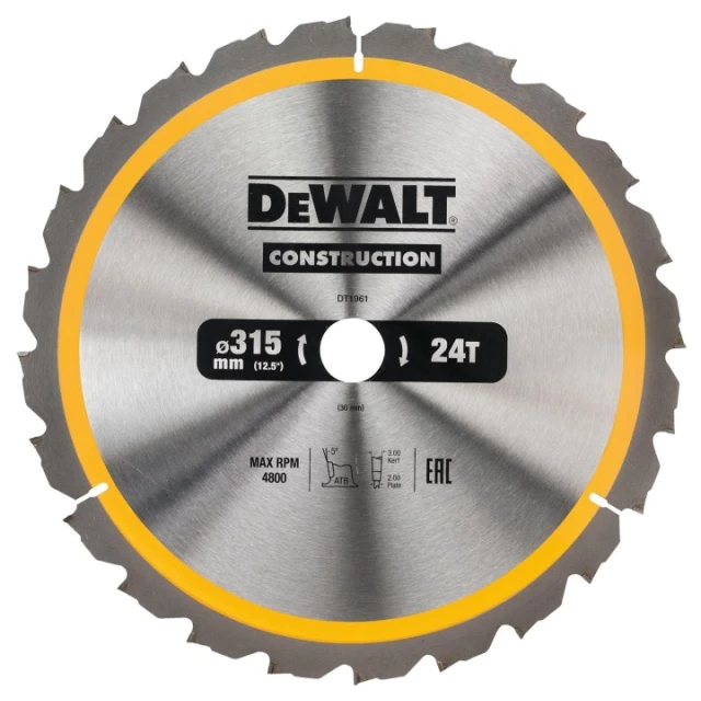 Диск пиляльний DeWALT 315x24z x30 мм з видіями (DT1961)