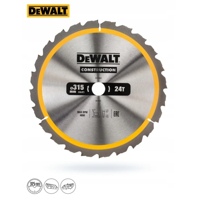 Диск пиляльний DeWALT 315x24z x30 мм з видіями (DT1961)