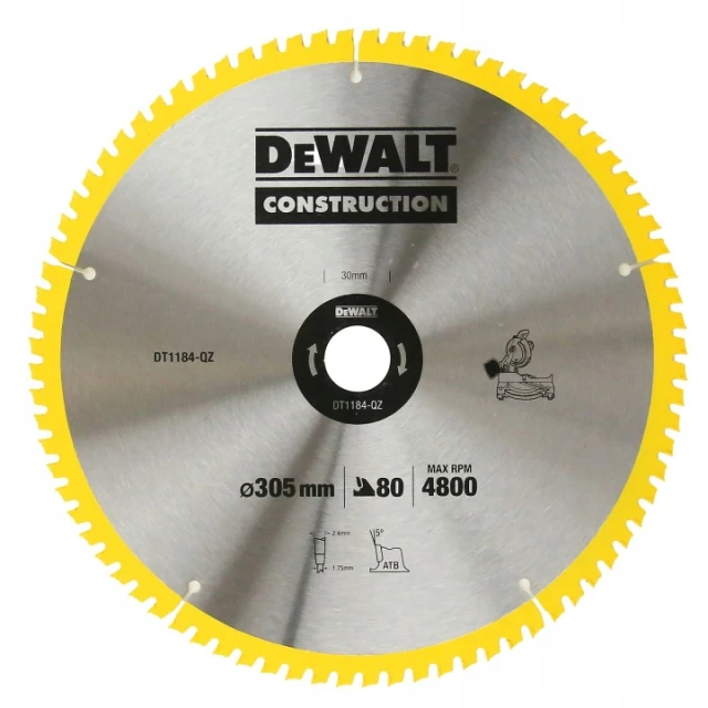 Диск пиляний DeWALT 305x80z x30 з видією (DT1184)