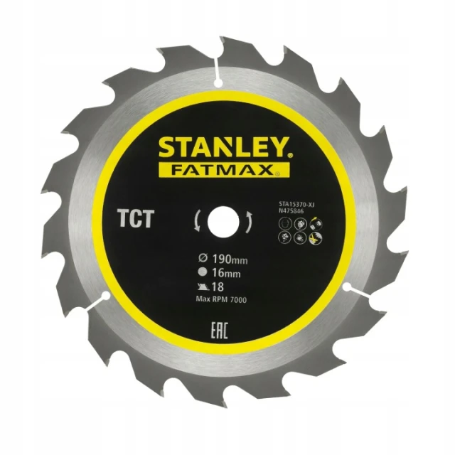 Диск пильний Stanley 190x18z x16 з твердосплавними зубцями TCT (STA15370)