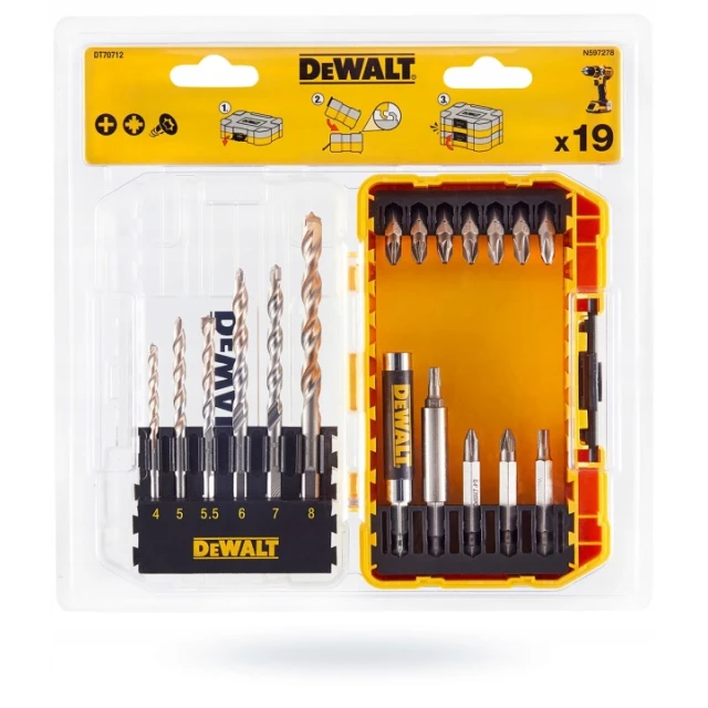 Набір бітів для бетону Extreme DeWALT 19 шт (DT70712)