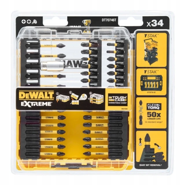 Набор бит ударных FLEXTORQ DeWALT 34 шт (DT70746T-QZ)