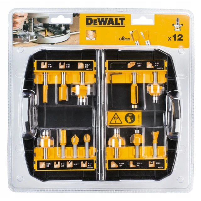 Набір фрез DeWALT 12 шт на цангу 8 мм (DT90016)