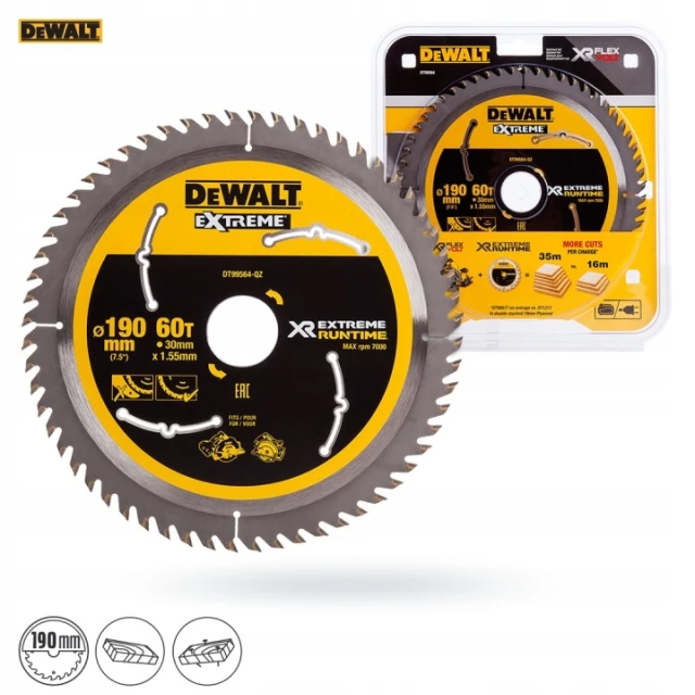 Диск пиляльний DeWALT 190x60z x30 мм FlexVolt з твердосплавними зубами (DT99564)
