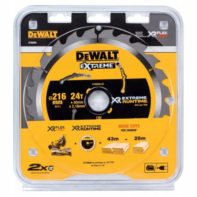 Диск пильний DeWALT 216x24z x30 з видіями FlexVolt (DT99568)