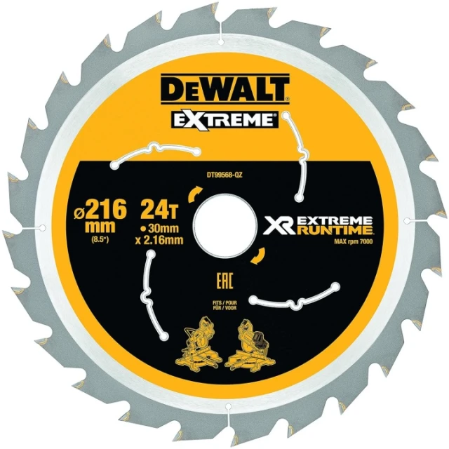 Диск пильний DeWALT 216x24z x30 з видіями FlexVolt (DT99568)