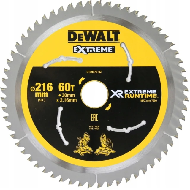 Диск пильный FlexVolt DeWALT 216x60z x30 с ТПК (DT99570)
