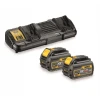 Зарядний пристрій подвійний DeWALT 18-54V FLEXVOLT + 2 акумулятори 6 Ah (DCB132T2)