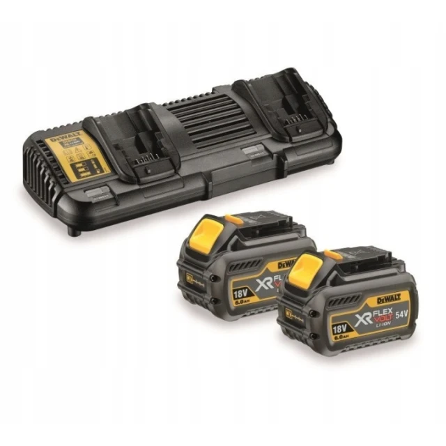 Зарядний пристрій подвійний DeWALT 18-54V FLEXVOLT + 2 акумулятори 6 Ah (DCB132T2)