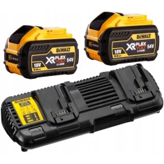 Зарядний пристрій подвійний DeWALT 18-54V FLEXVOLT + 2 акумулятори 9 Ah (DCB132X2)