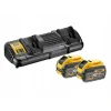 Зарядний пристрій подвійний DeWALT 18-54V FLEXVOLT + 2 акумулятори 9 Ah (DCB132X2)