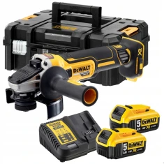 Кутова шліфмашина DeWALT 125 мм 18V 2x5Ah TSTAK без батареї та зарядного (5035048797440)