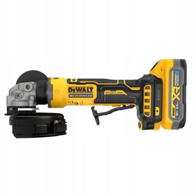 Кутова шліфмашина DeWALT 125 мм 18V 2x3,5Ah TSTAK Brushless з опорною плитою (DCG404S2T-QW)