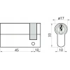 Циліндр замка Assa Abloy 45/10 напівциліндр Satin Yale Y500 (10-0551-0045-00-2211)