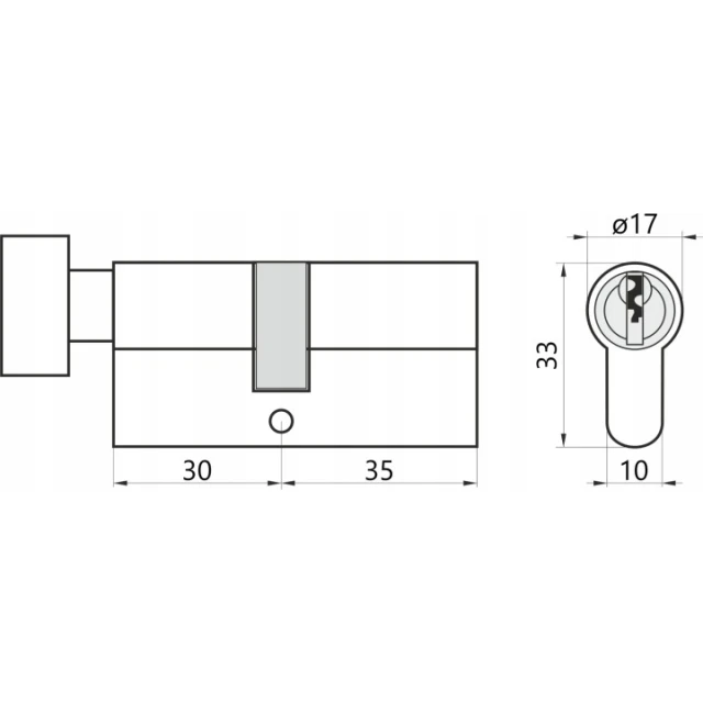 Циліндр замка з ручкою Assa Abloy 35/30 Y500 Yale Сатин (10-0553-3035-CK-2211)