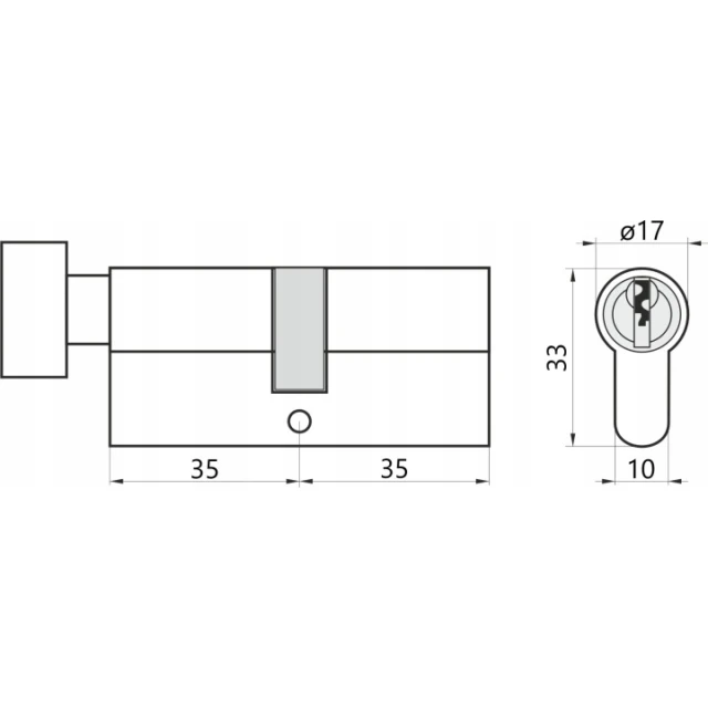 Циліндр замка з ручкою Assa Abloy 35/35 матовий Y500 YALE (10-0553-3535-CK-2211)