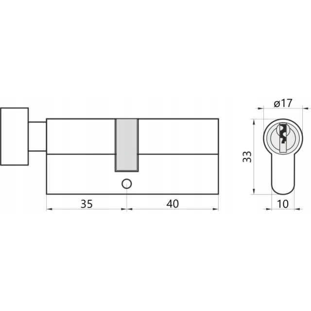 Циліндр замка з ручкою Assa Abloy 40/35 атласний Yale Y500 (10-0553-3540-CK-2211)