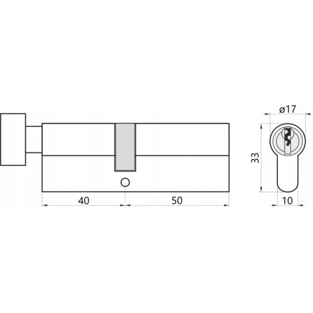 Циліндр замка з ручкою Assa Abloy 50/40 сатин Y500 (10-0553-4050-CK-2211)