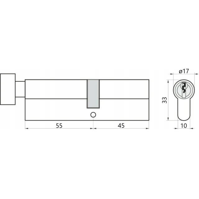 Циліндр замка з ручкою Assa Abloy 50/45 сатин Y500 (10-0553-4550-CK-2211)