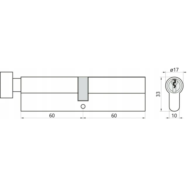 Цилиндр замка с ручкой Assa Abloy 60/60 Satin Yale (10-0553-6060-CK-2211)